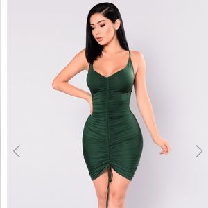 Shanghai ruched dress size small green hunter